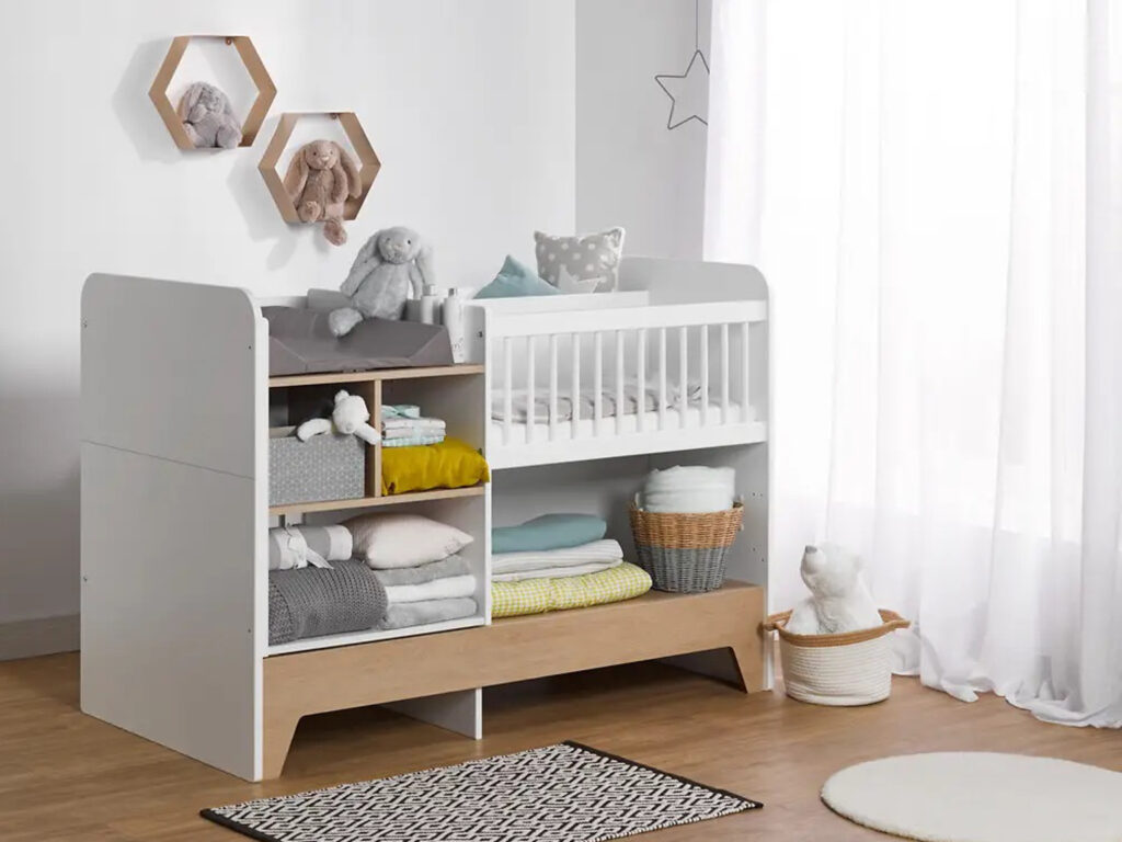 lit combiné évolutif avec rangements et table à langer