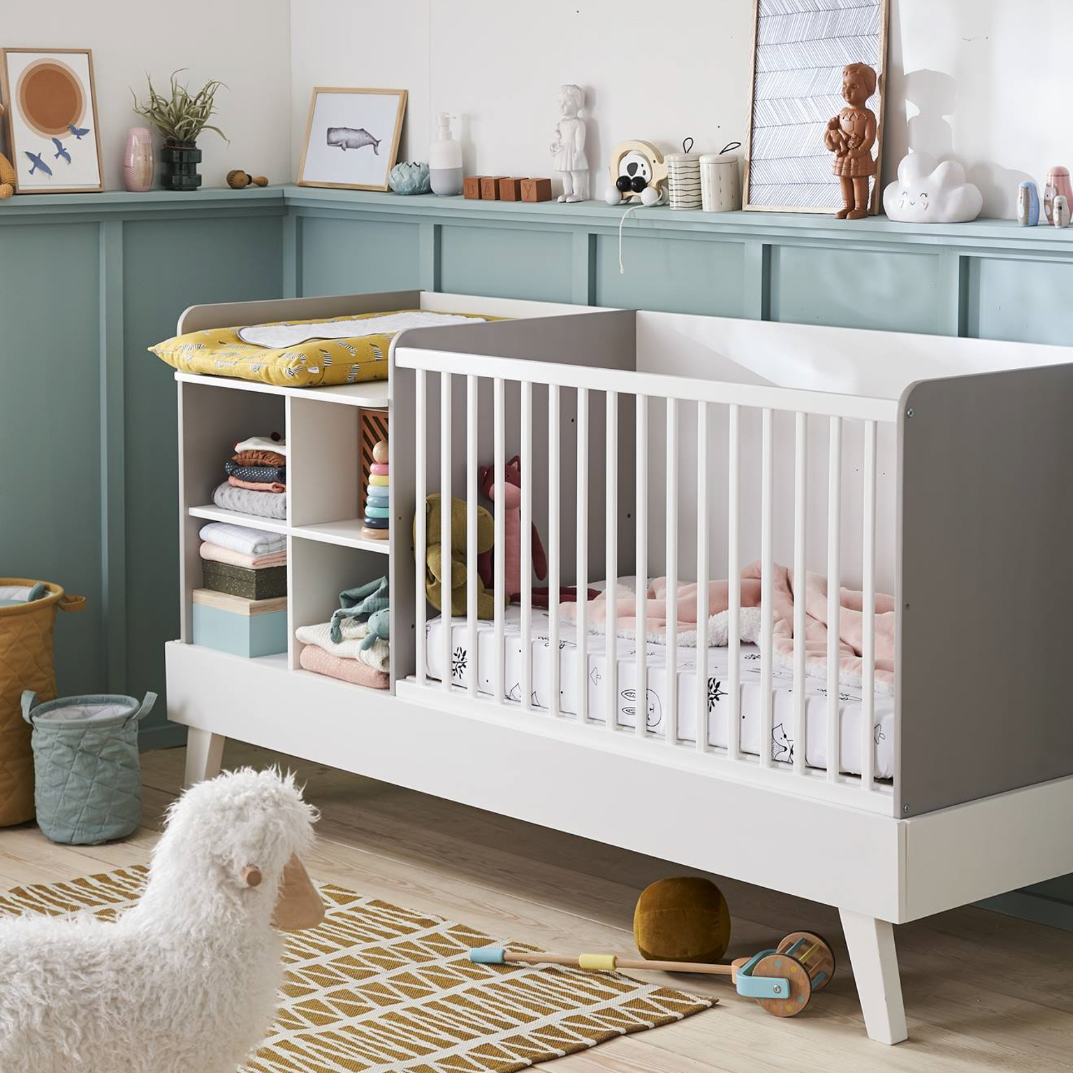 lit combiné évolutif avec rangements et table à langer