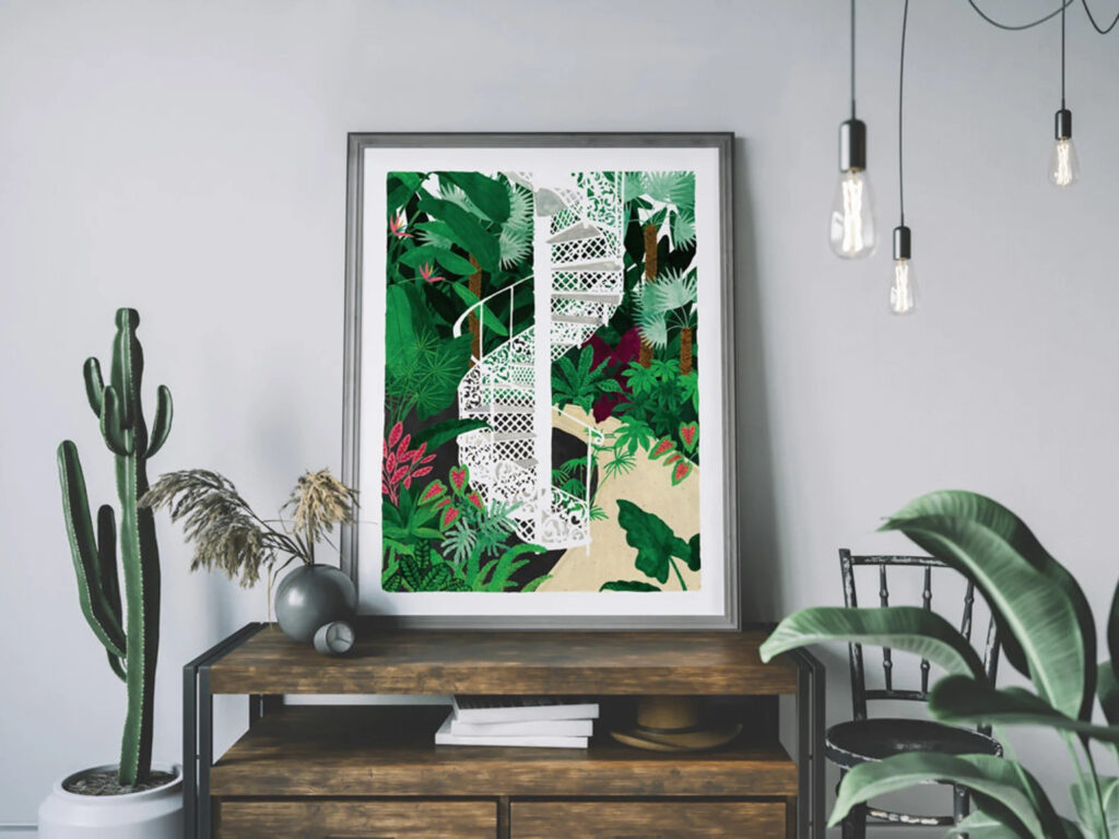 affiche escalier végétal