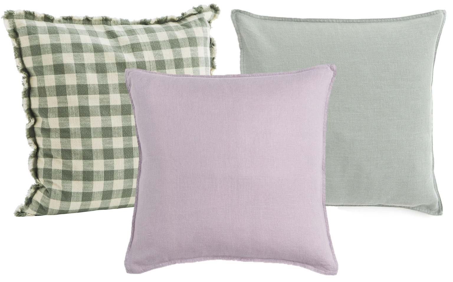 coussins vert et lilas