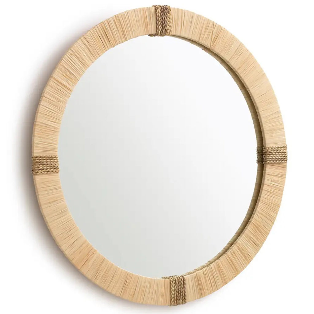 miroir rond raphia