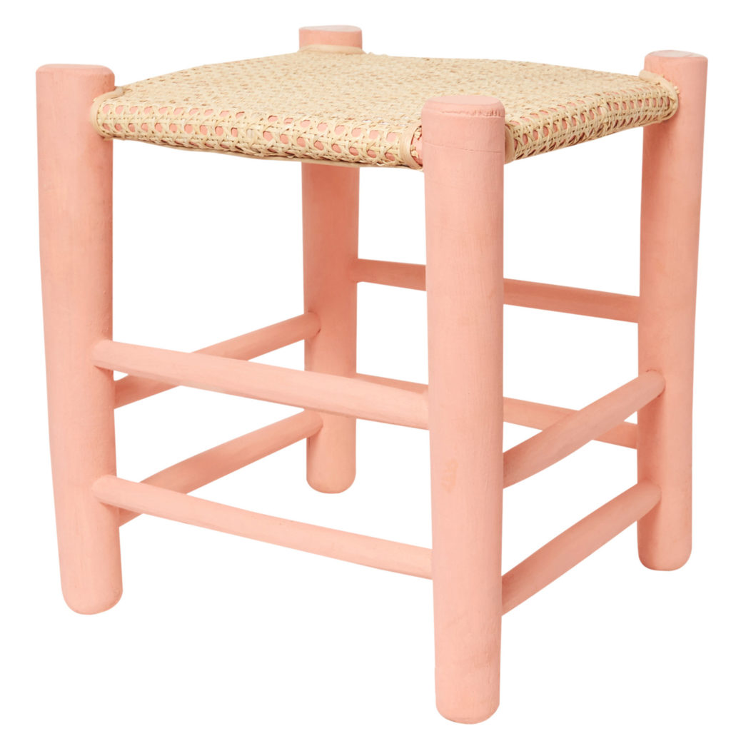 tabouret cannage rose terracotta