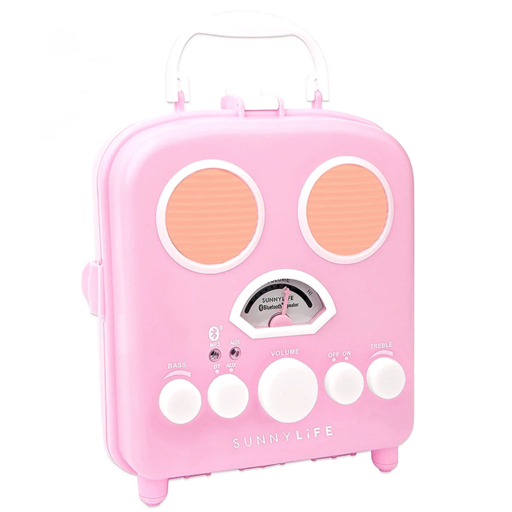 enceinte bluetooth rétro rose