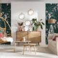 décoration vert émeraude et rose salon