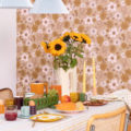 papier peint fleurs années 70