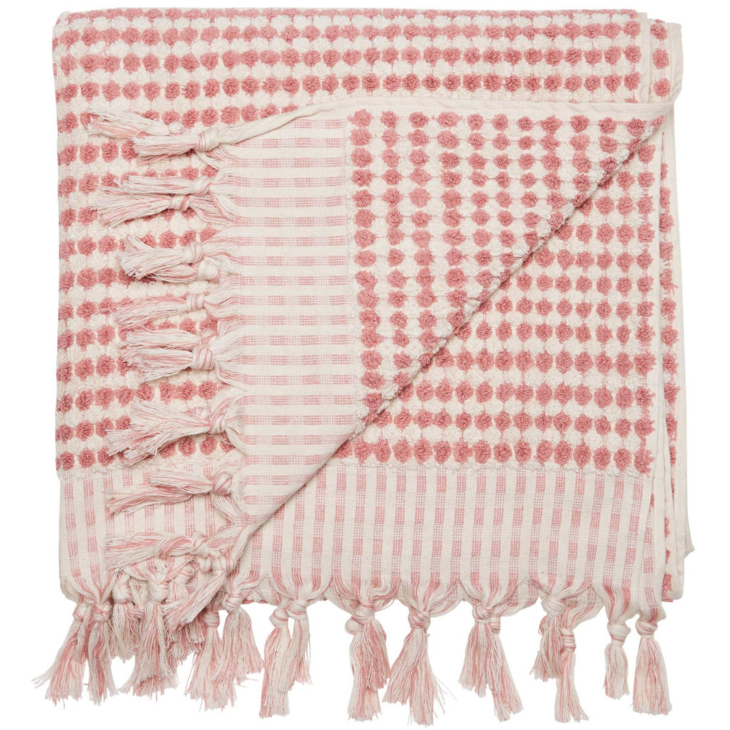 serviette de plage rose blanc