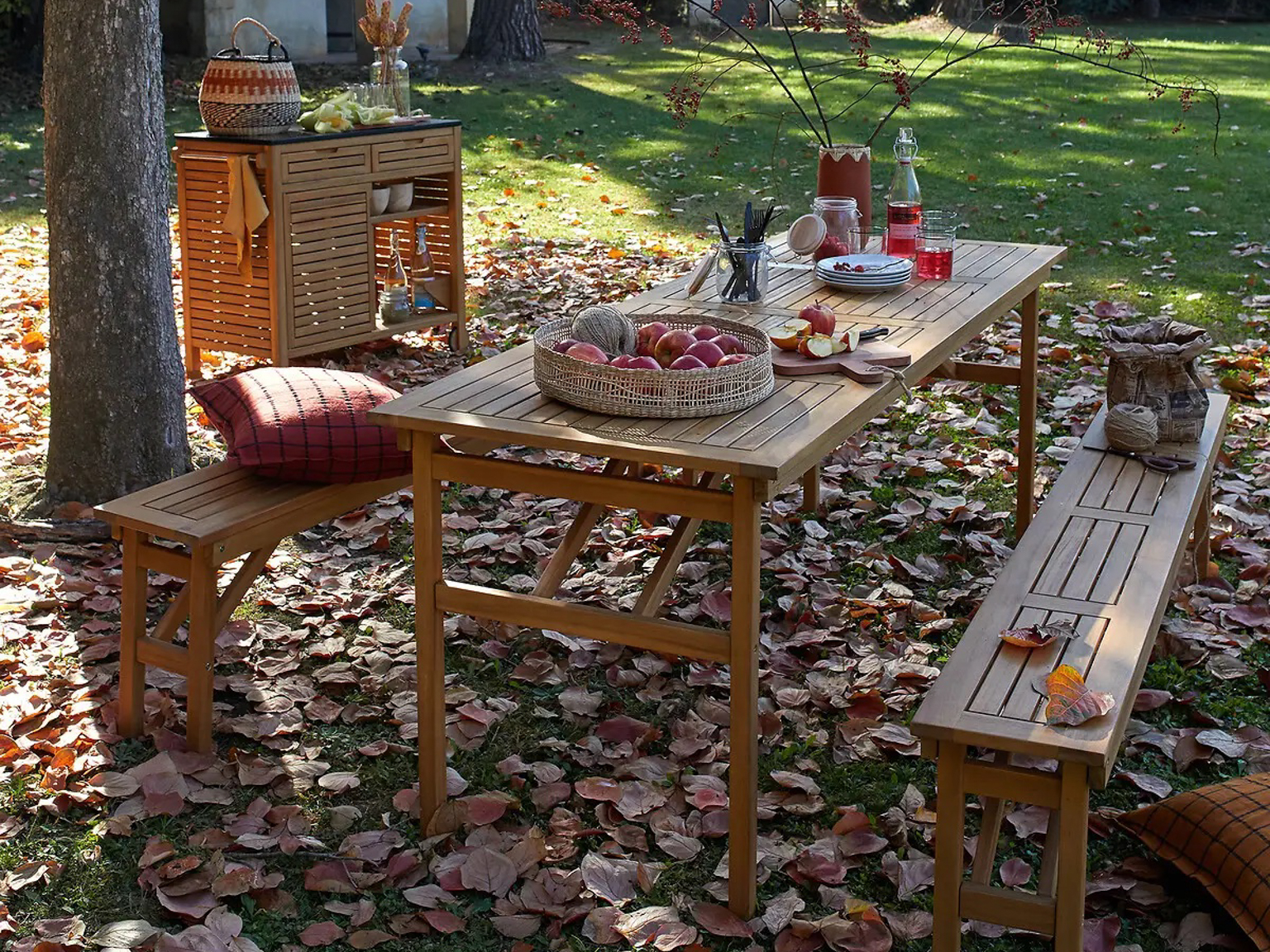 table et banc de jardin pliant