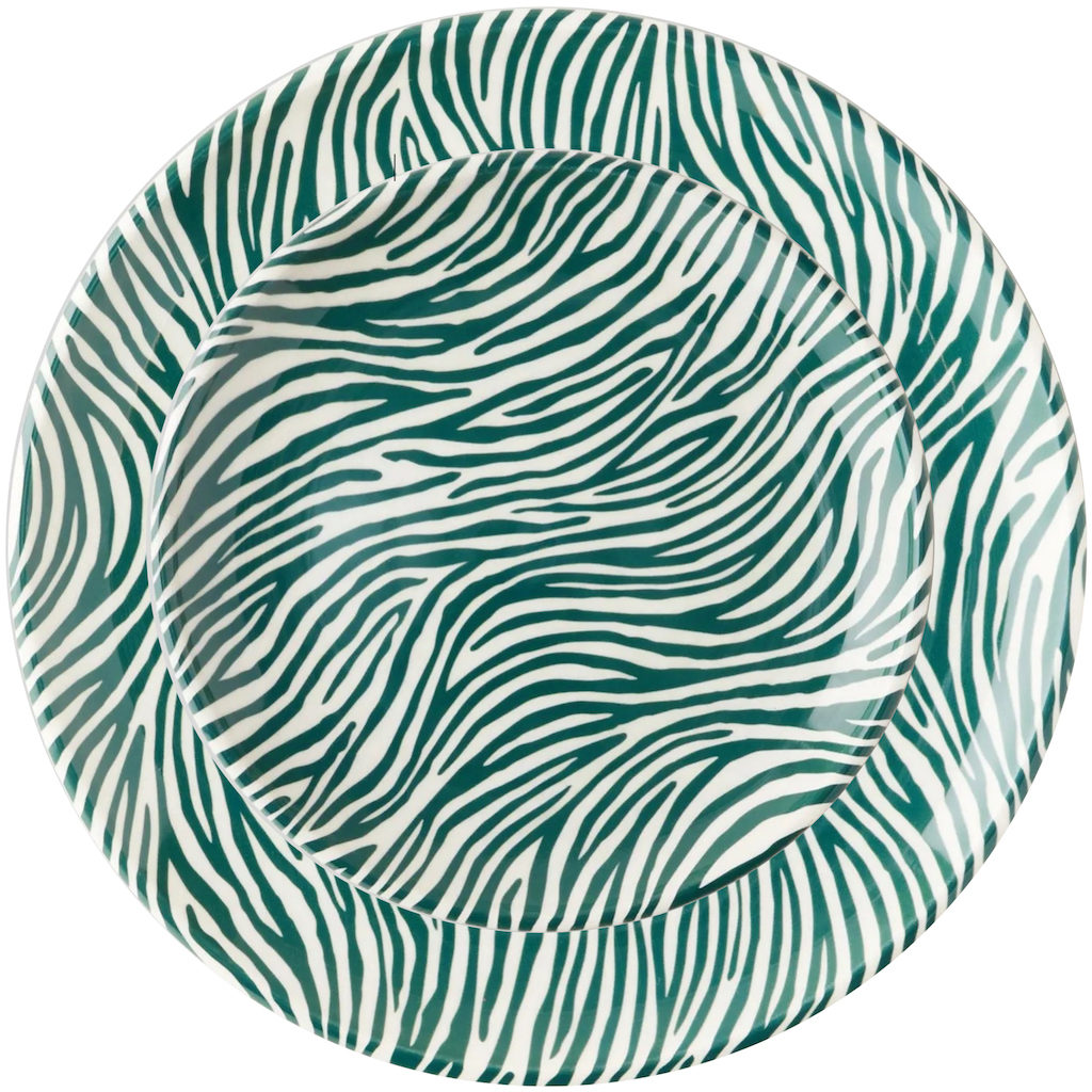 vaisselle verte motif zèbre