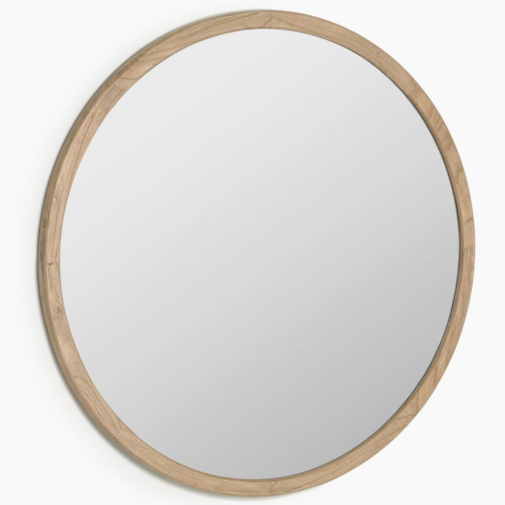miroir rond bois 1m