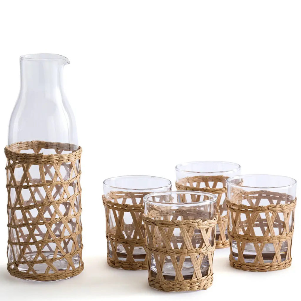 carafe et verre cannage