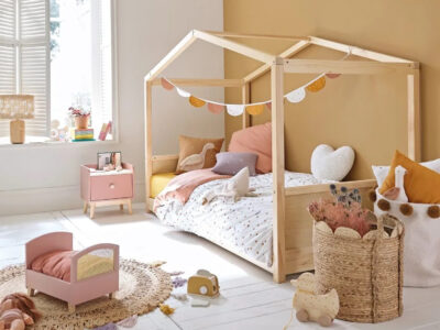 chambre enfant jaune et rose