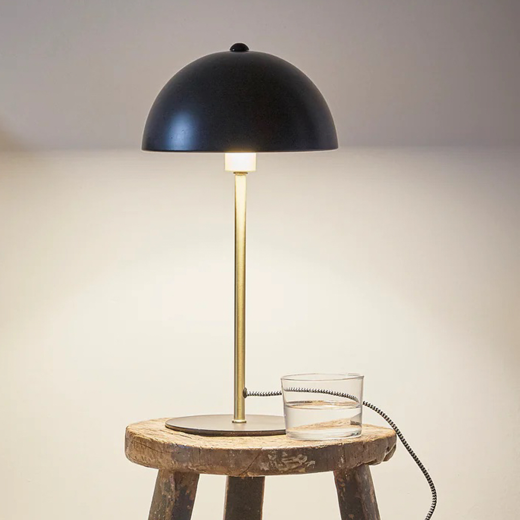 lampe champignon noir et or