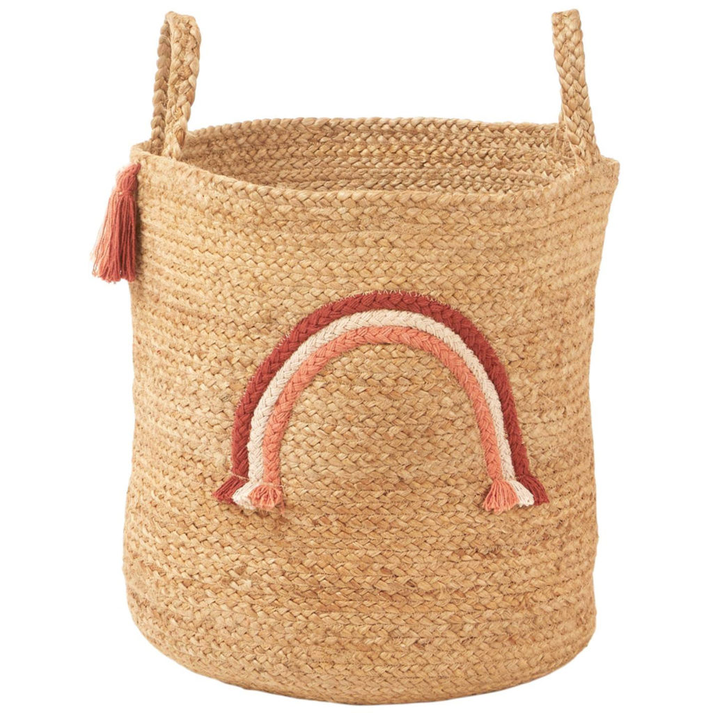 panier à jouets arc en ciel