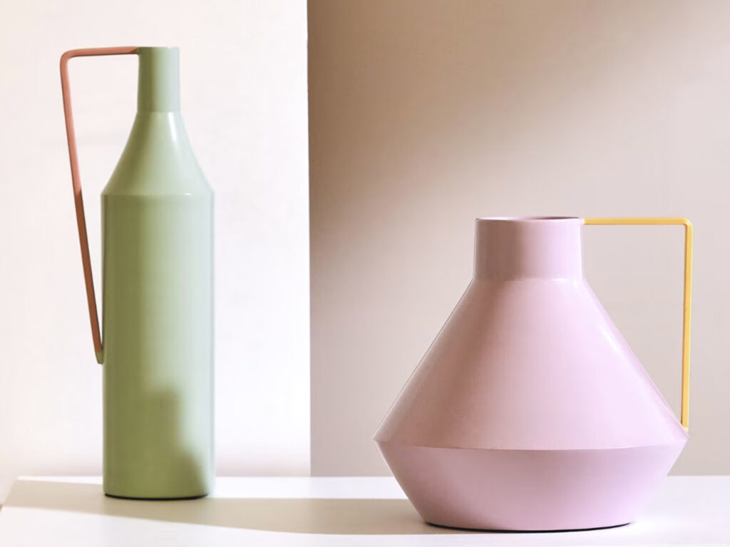 vase anse mauve vert