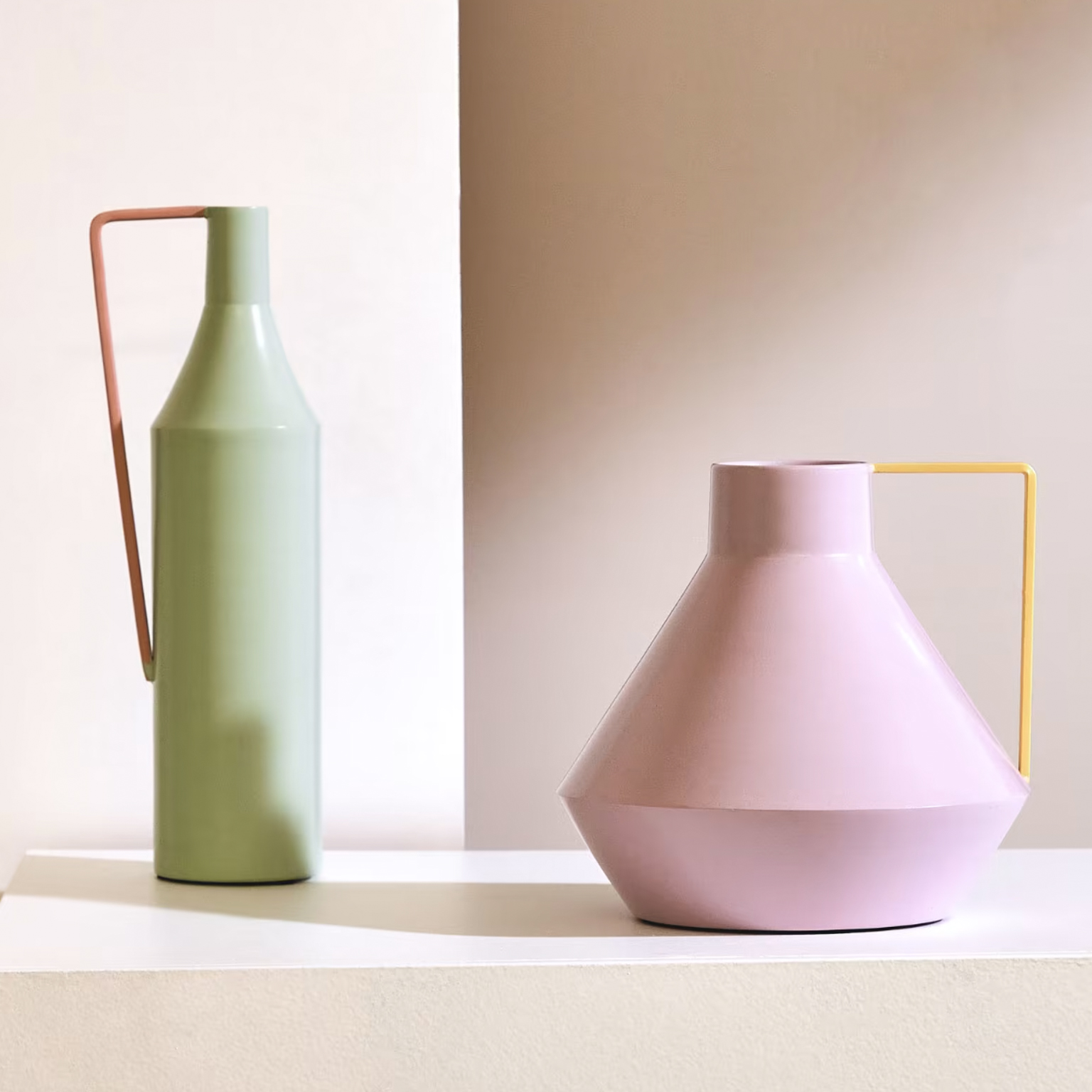 vase anse mauve vert