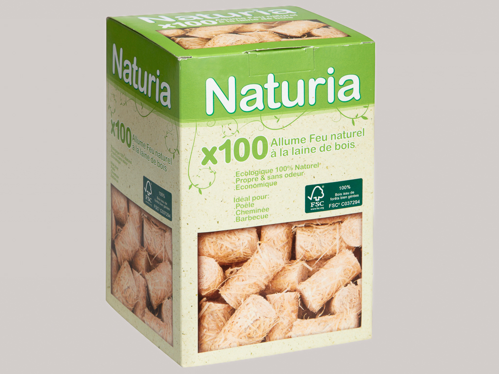 allume feu laine de bois