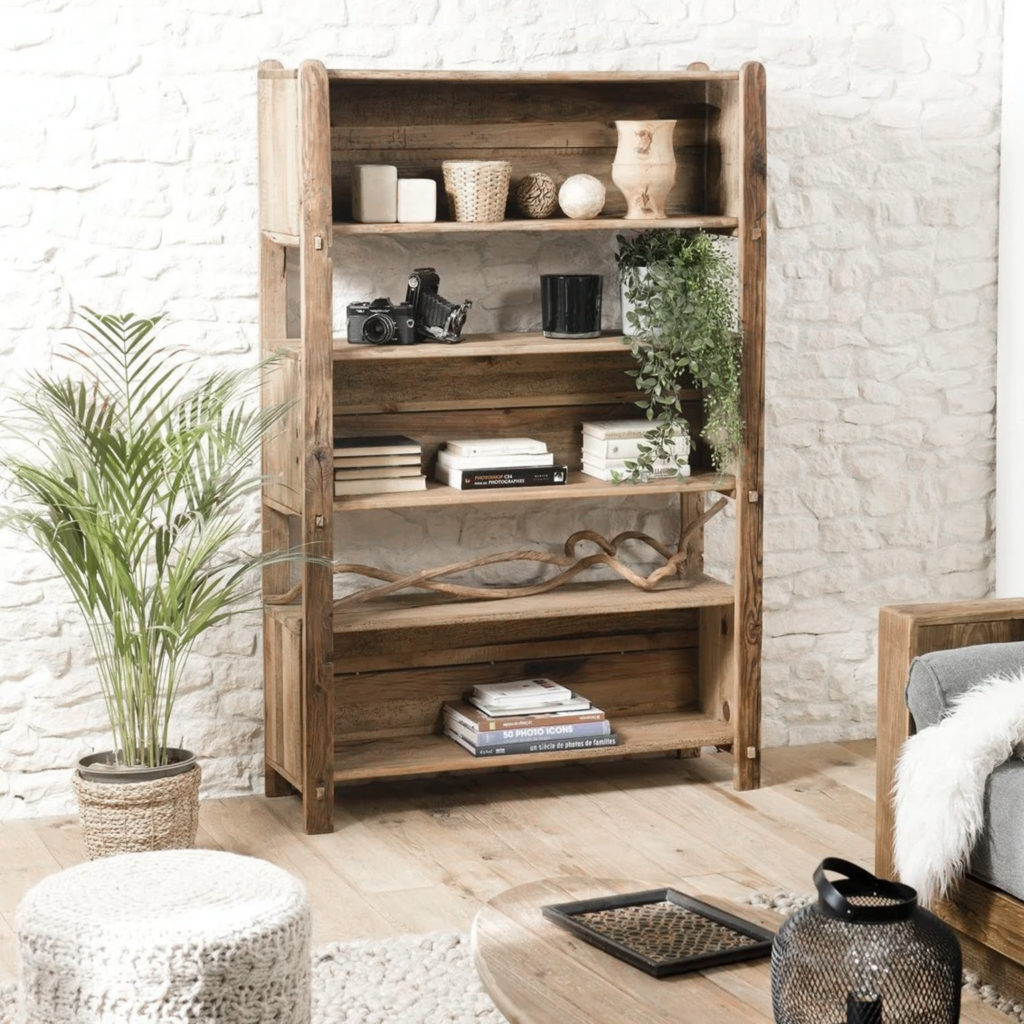 bibliothèque en bois recyclé