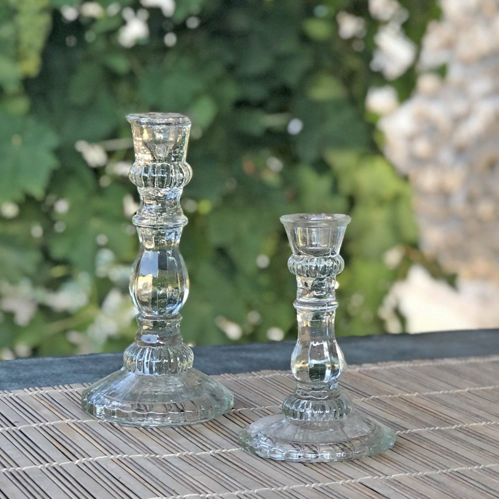 bougeoir en verre vintage