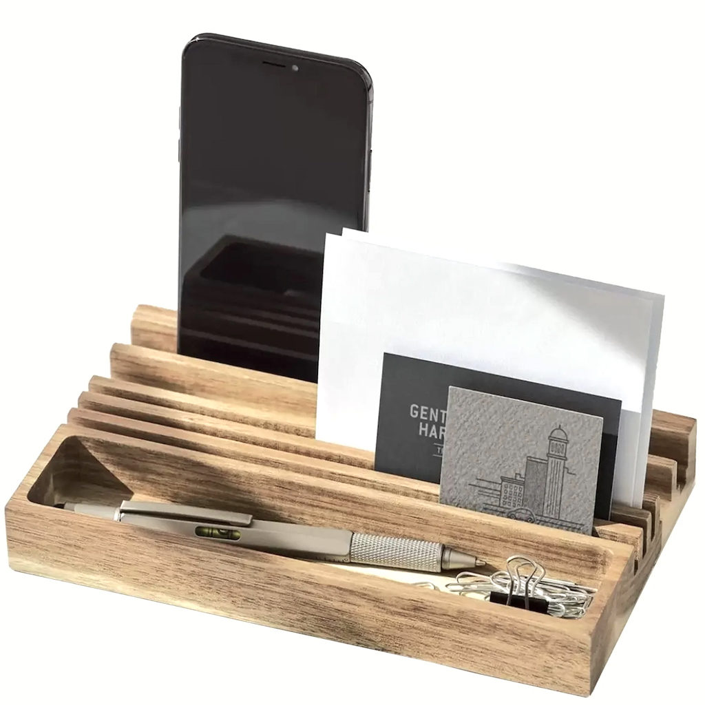cadeau homme organiseur de bureau en bois