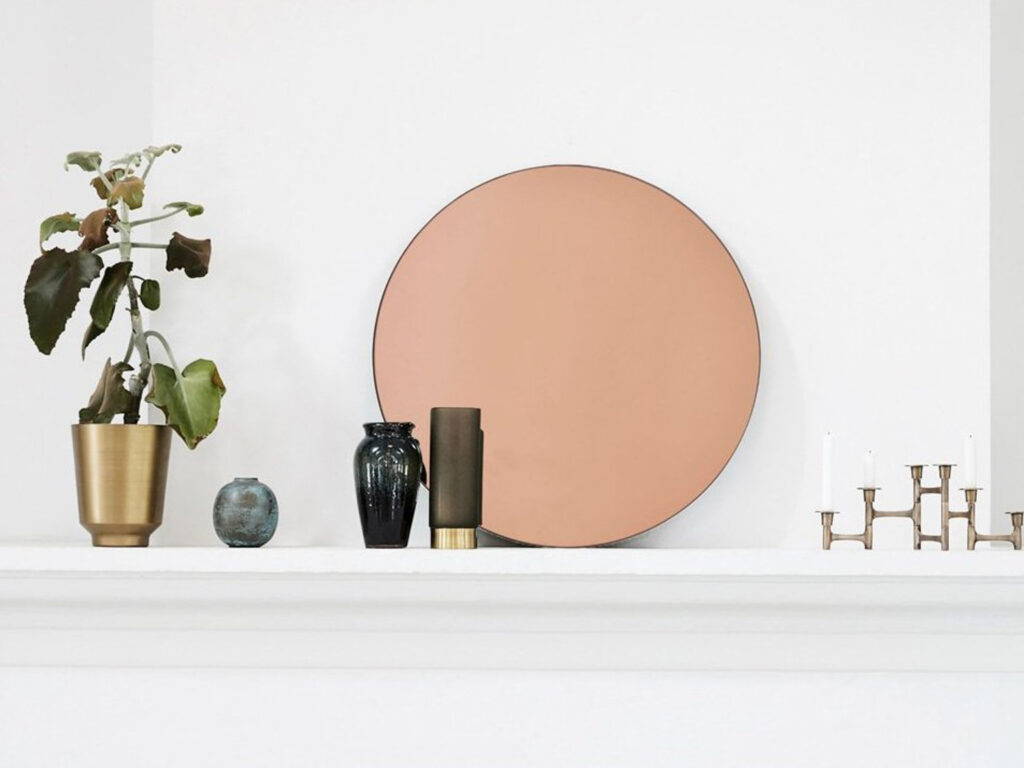 miroir rond rose