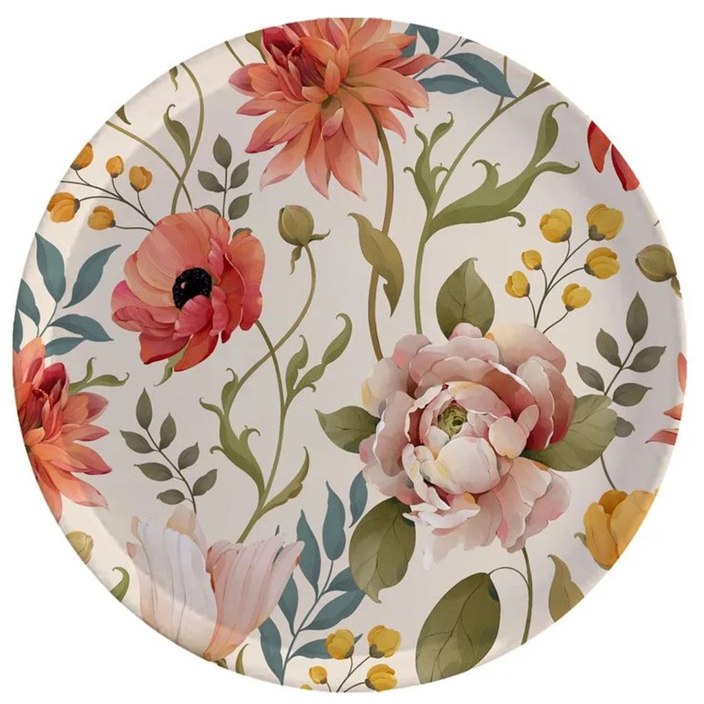 idée cadeau femme plateau rond motif fleurs
