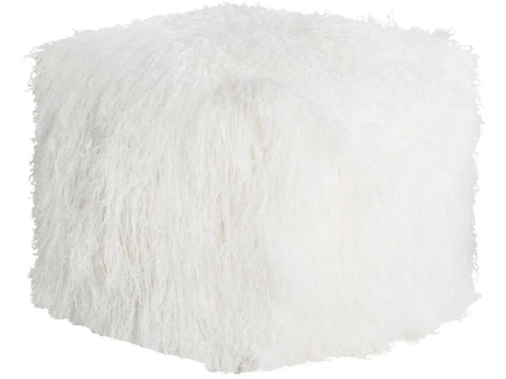 pouf en fausse fourrure blanche