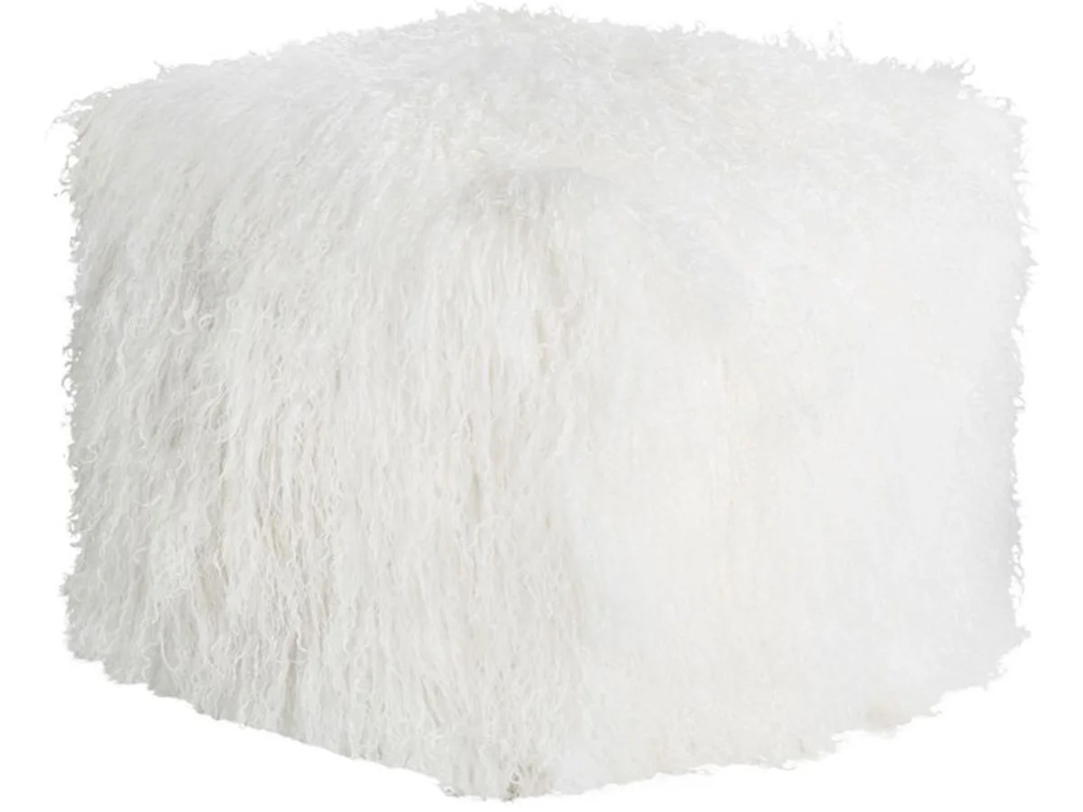 pouf en fausse fourrure blanche