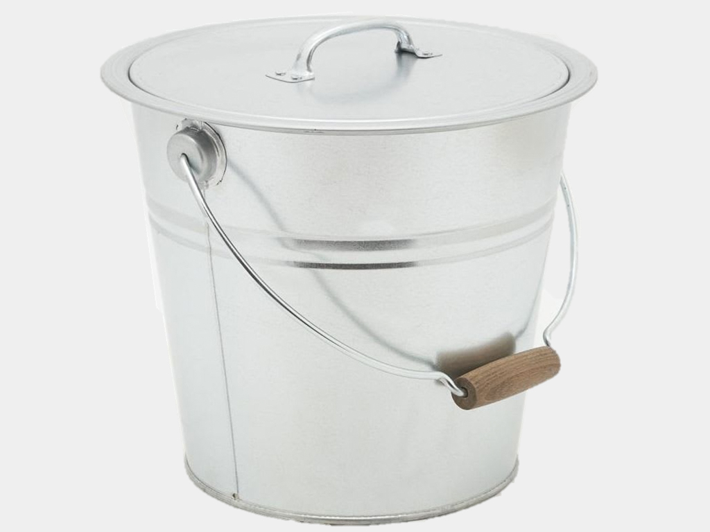 seau à cendres en métal galvanisé