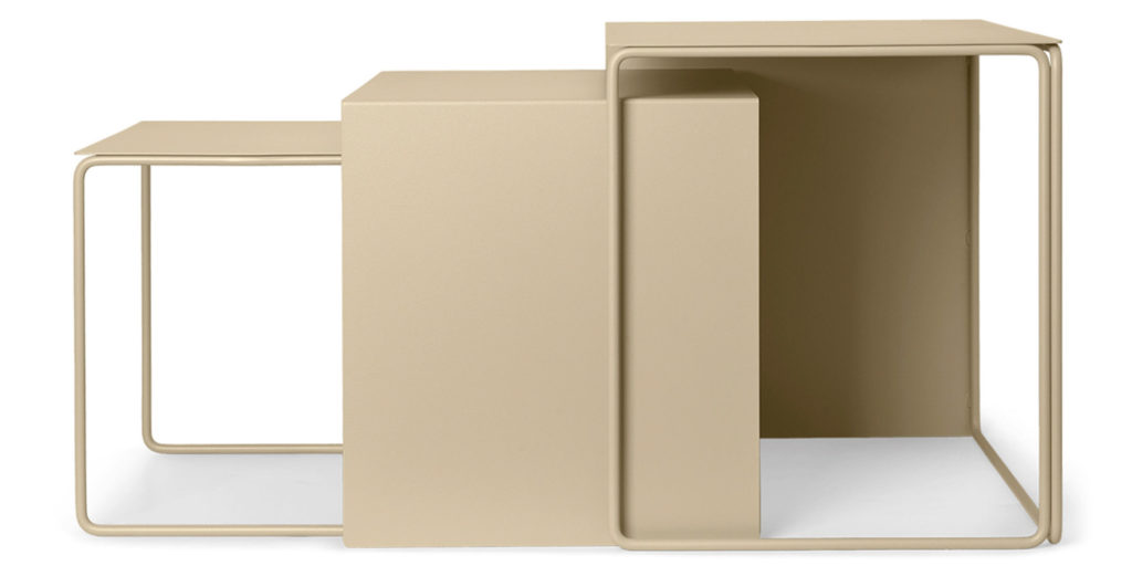 tables basses gigognes métal beige