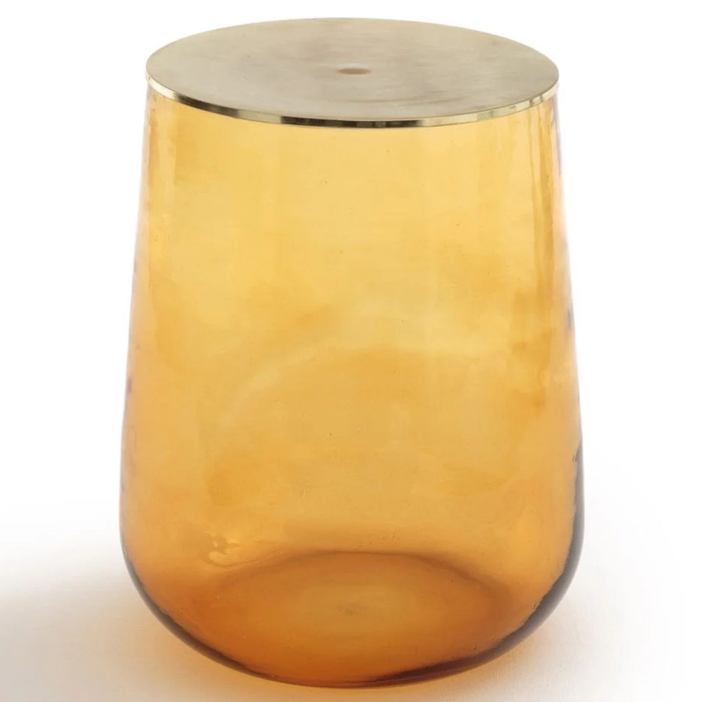 bout de canapé en verre jaune