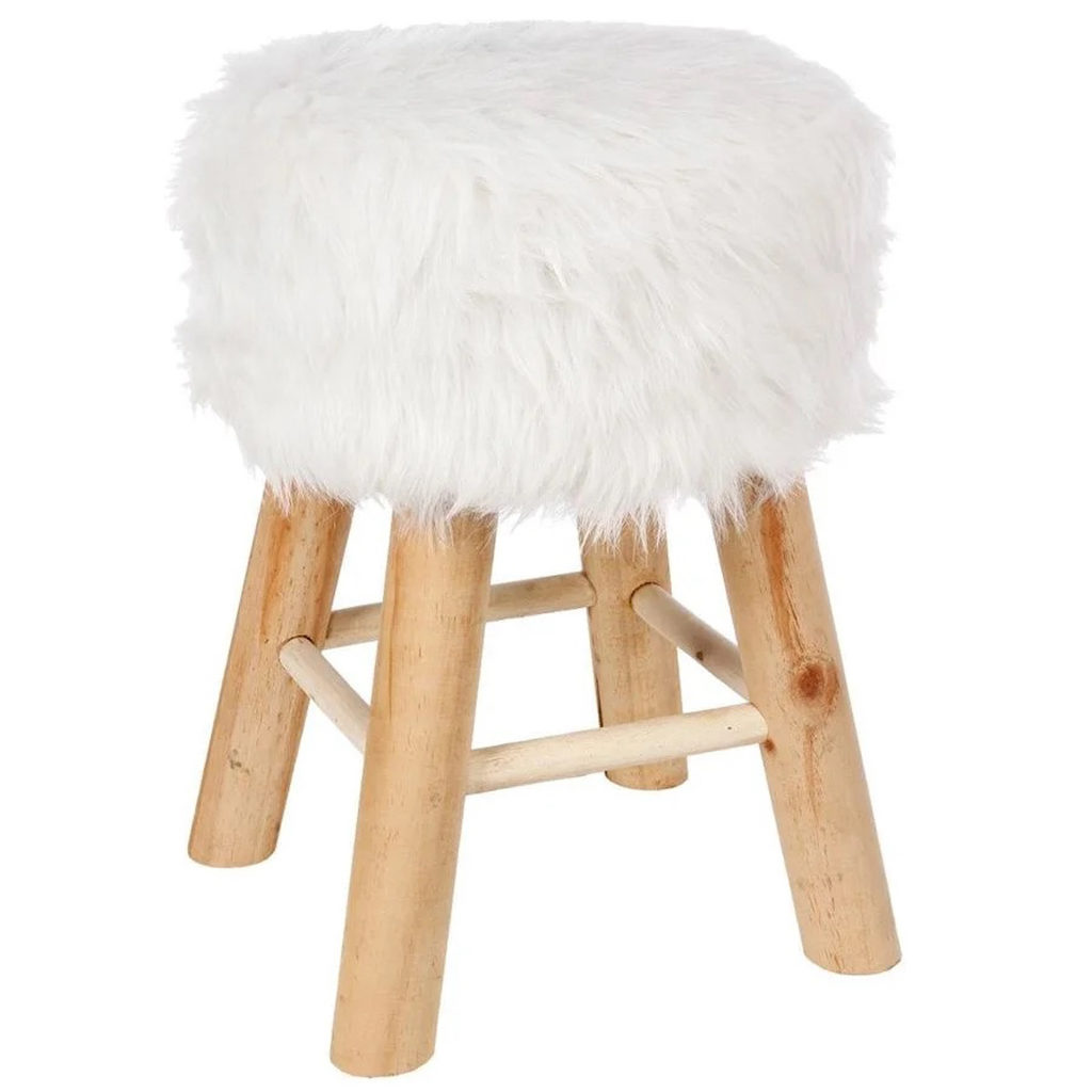 tabouret en fausse fourrure