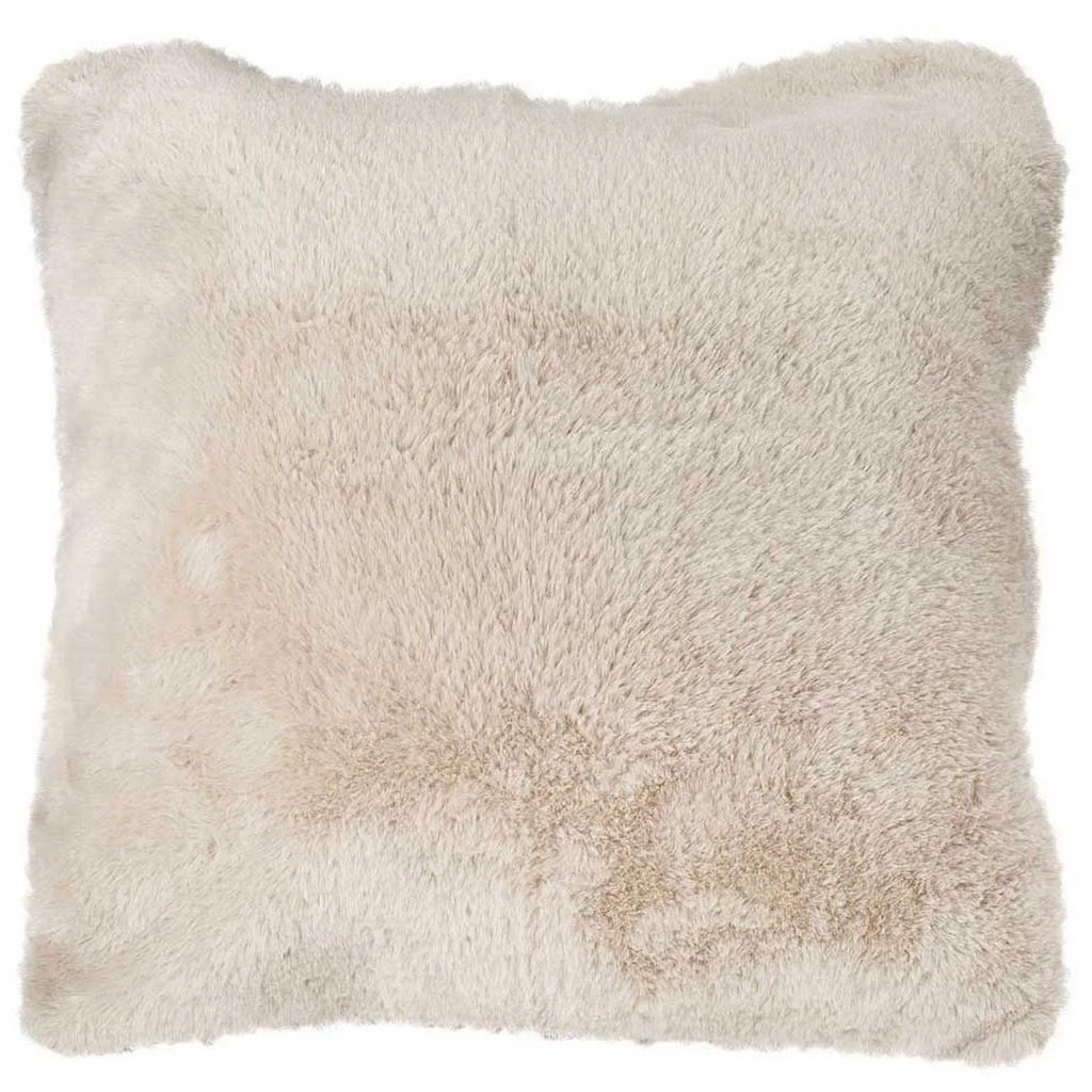 coussin fausse fourrure beige