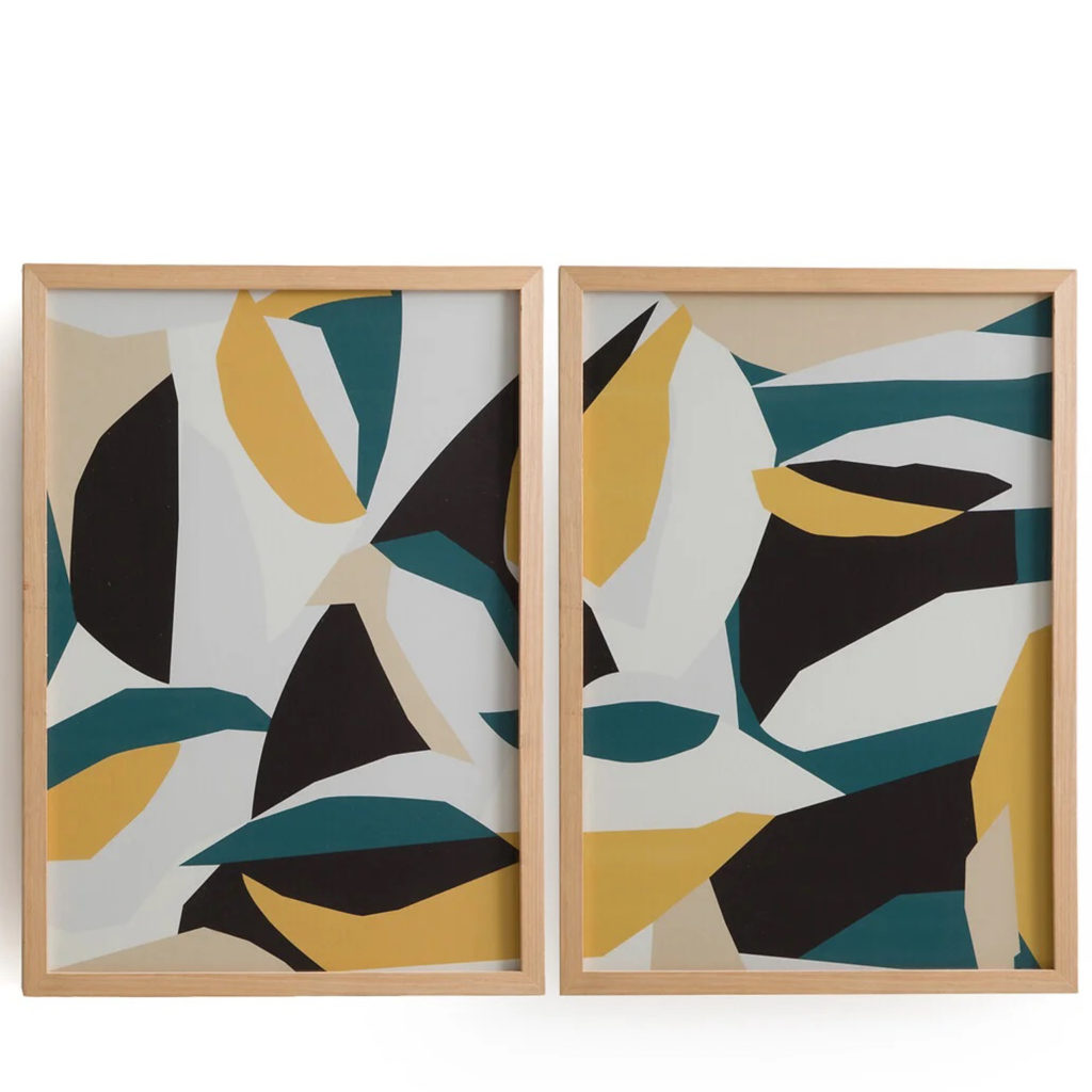 tableaux géométrique vert jaune