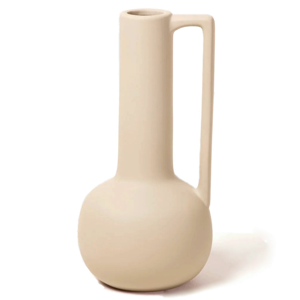 vase à anse beige en grès