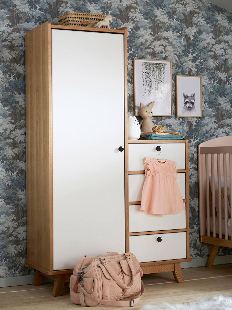 armoire enfant blanc et bois