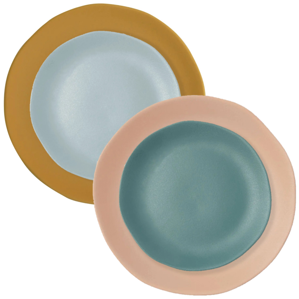 assiettes couleurs pastel