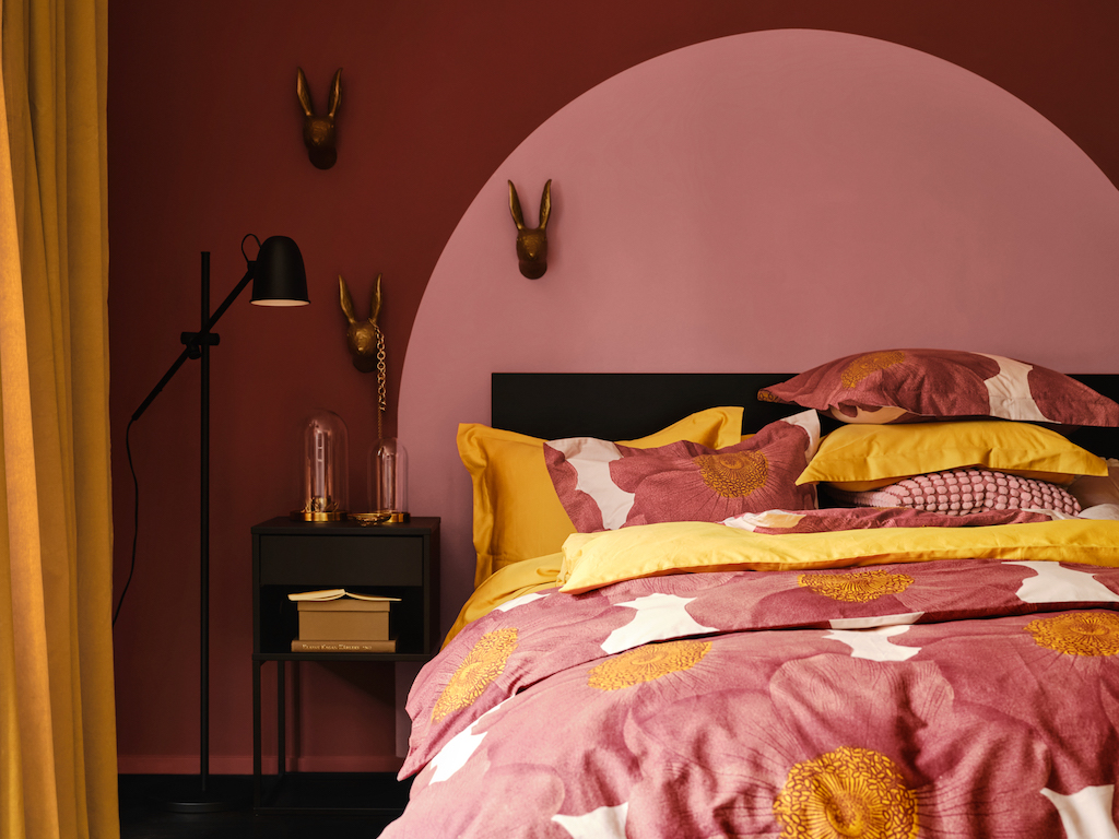 chambre jaune et rose