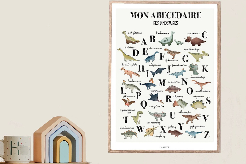 affiche abécédaire dinosaure