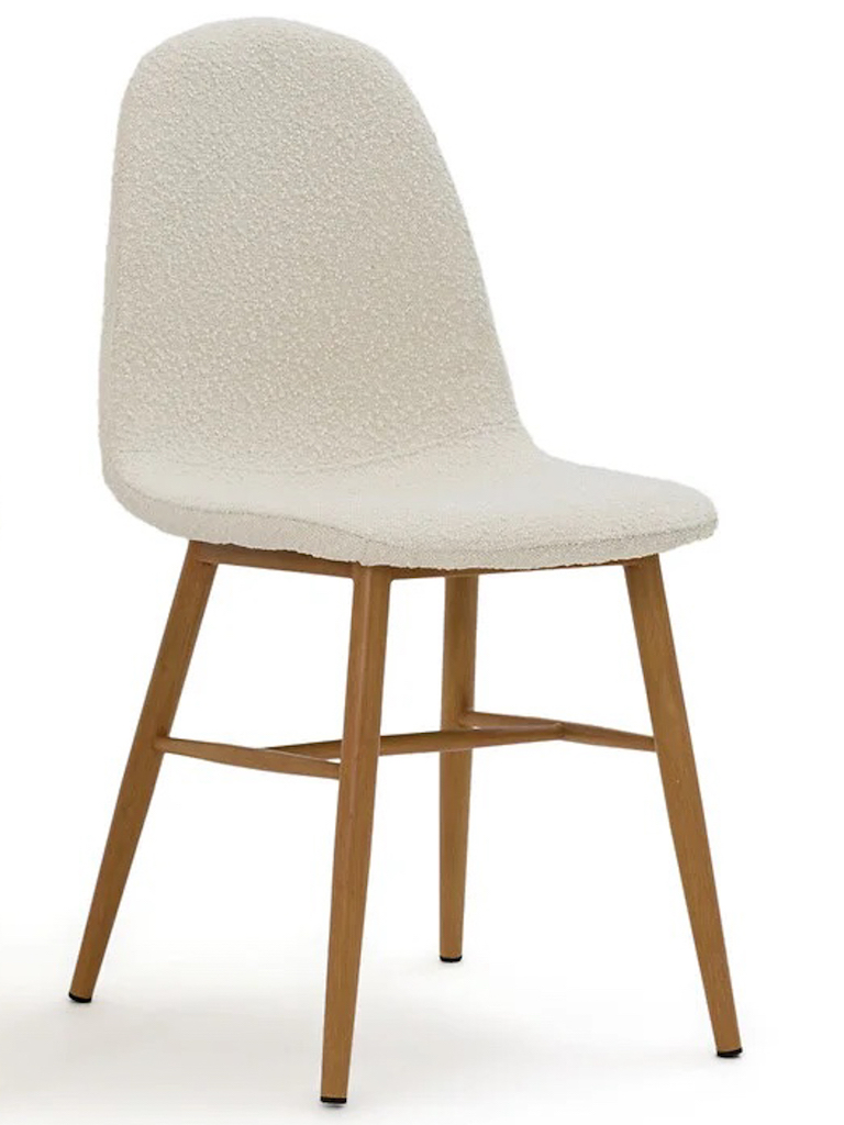 chaise bois et blanc tissu bouclette