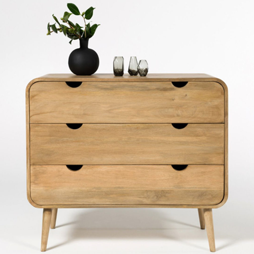 commode en bois massif 3 tiroirs