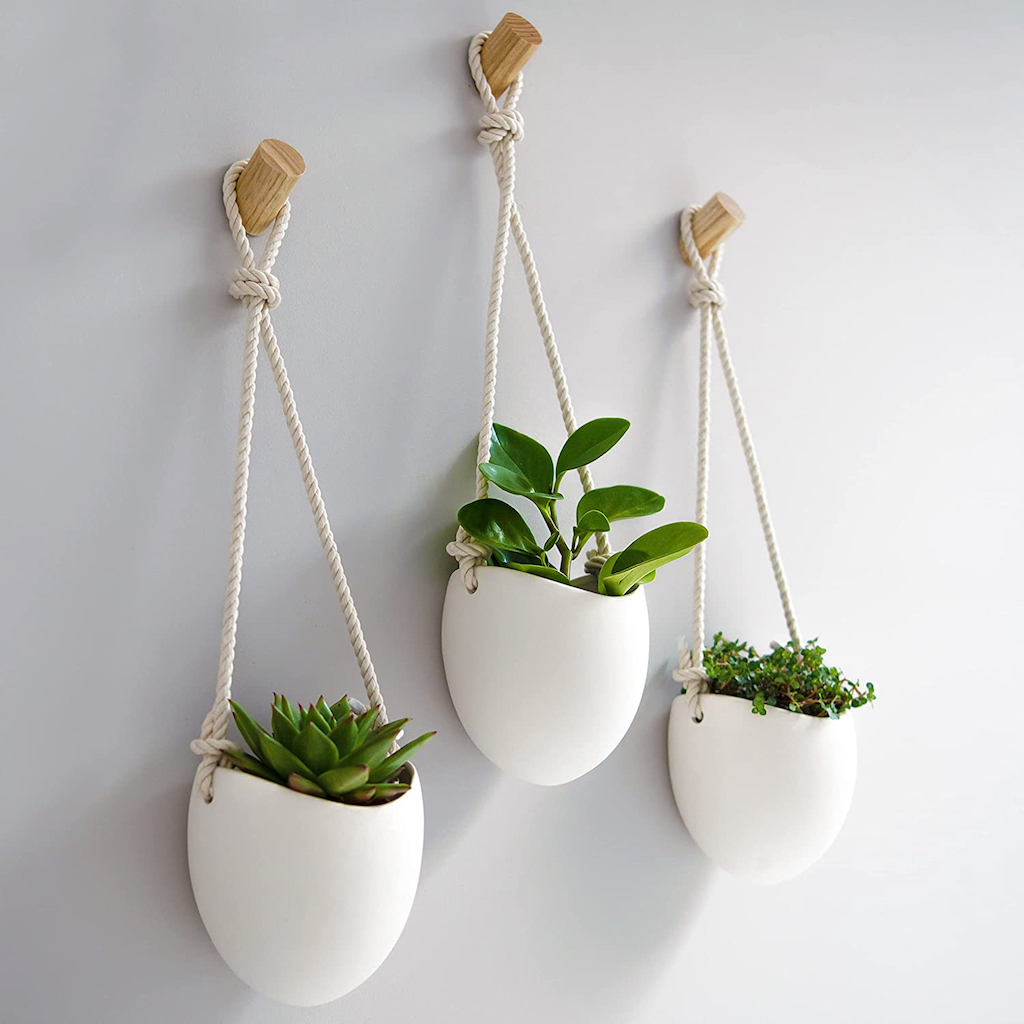 crochet en bois plante suspendue