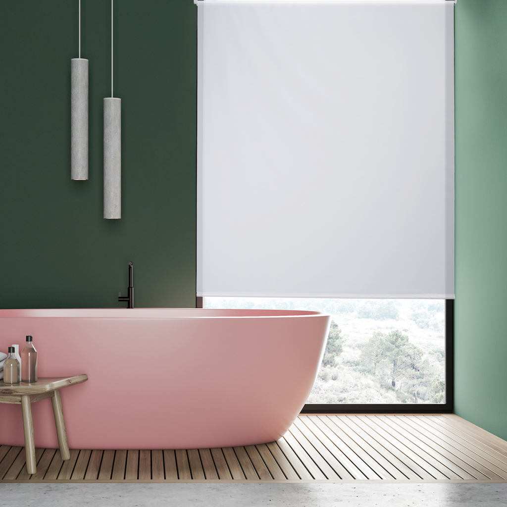 salle de bain rose et vert