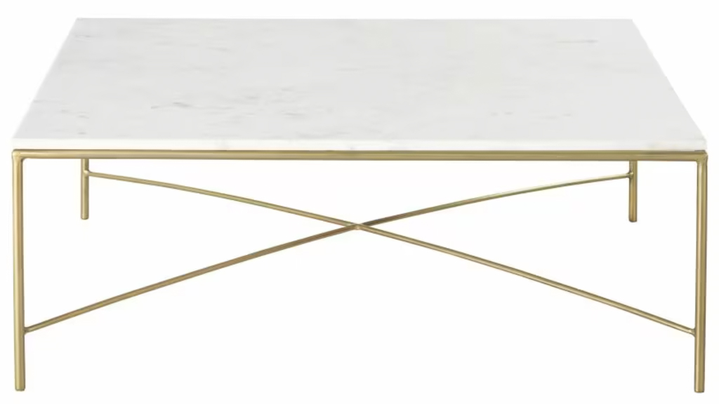 table basse carrée marbre et laiton