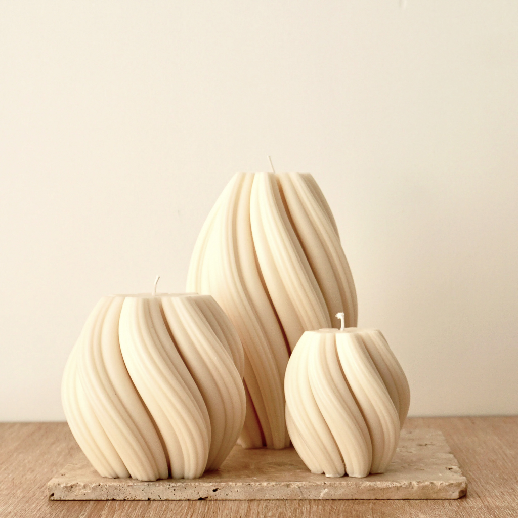 bougies design blanc cassé