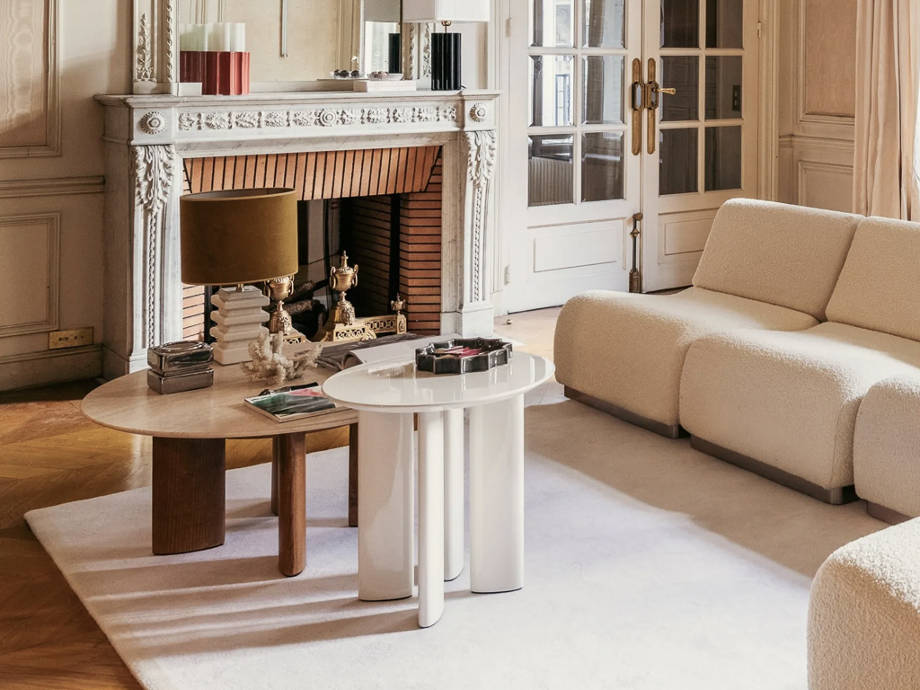 salon moderne blanc et bois