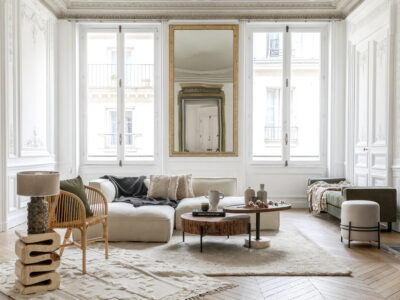 salon moderne blanc et bois