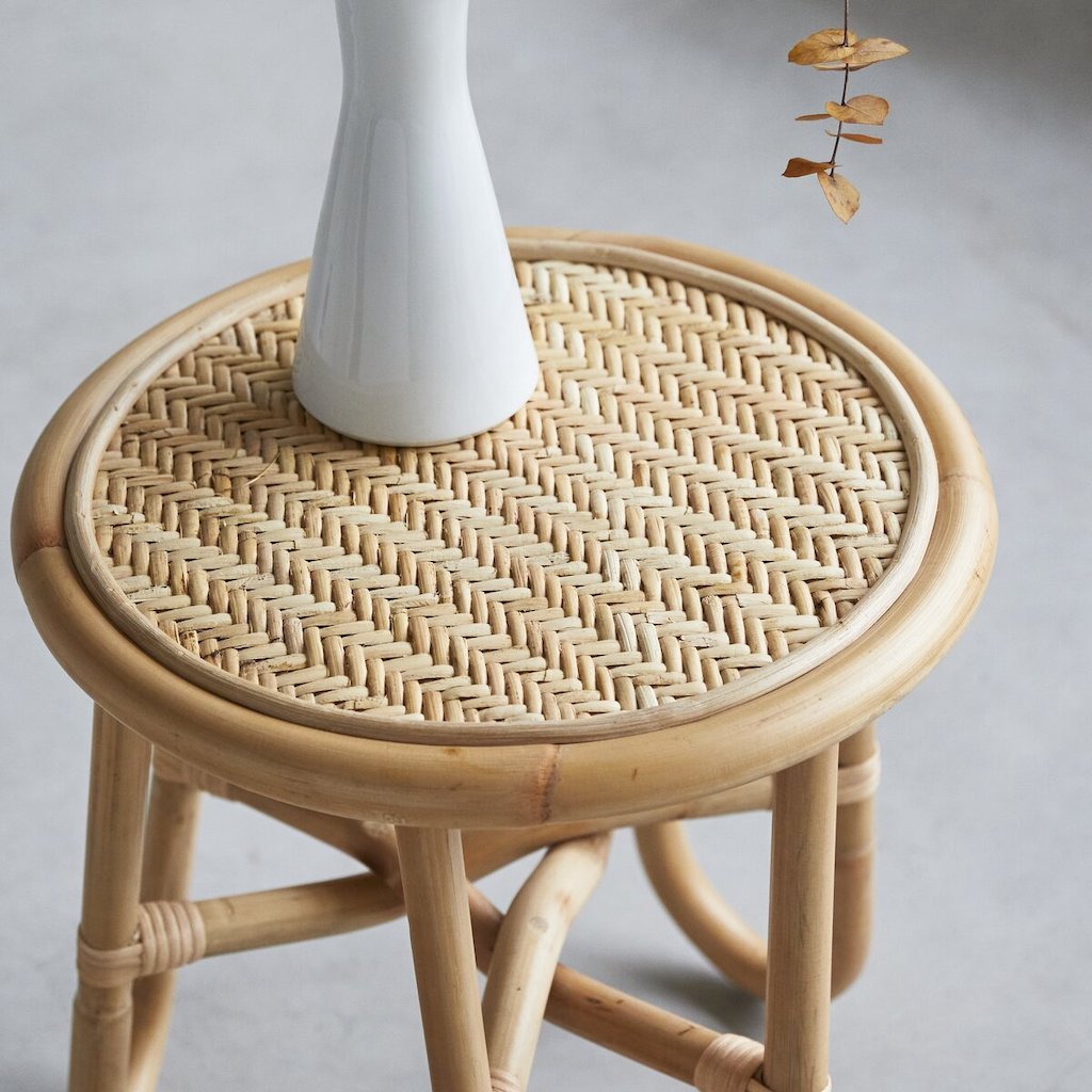 table d'appoint ronde rotin