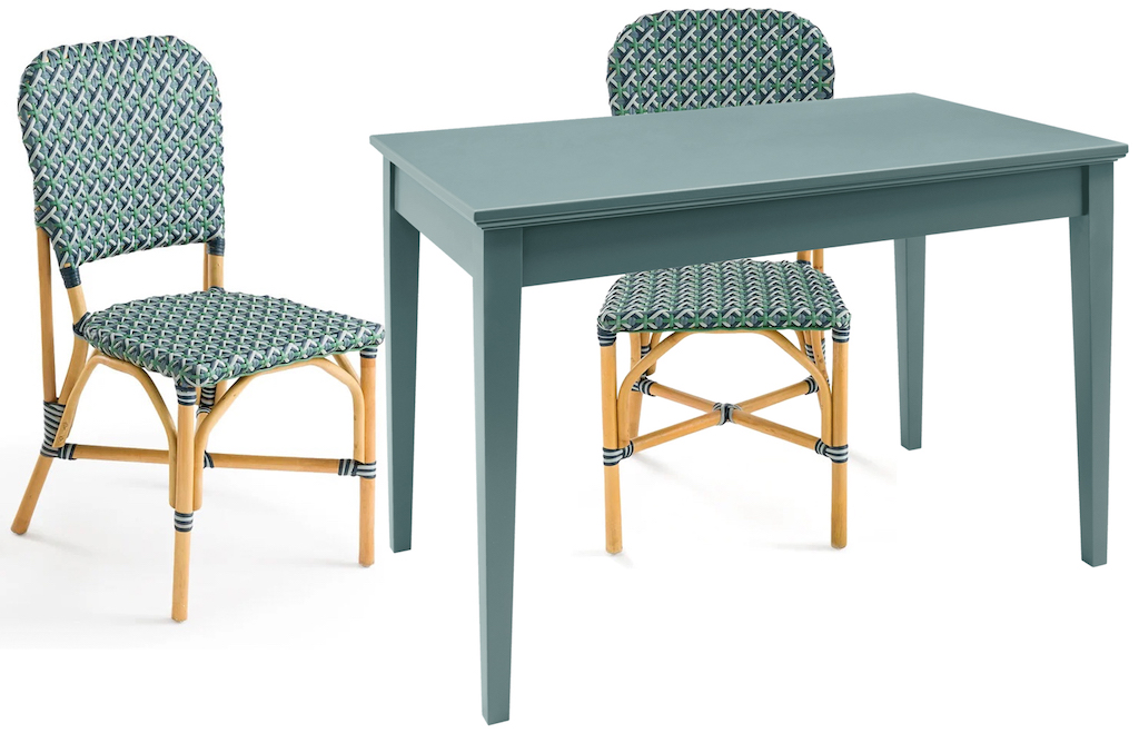salle à manger bleu et vert
