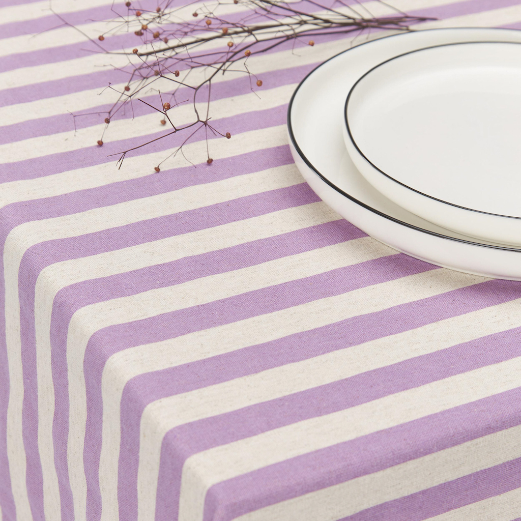 nappe rayée lilas et blanc