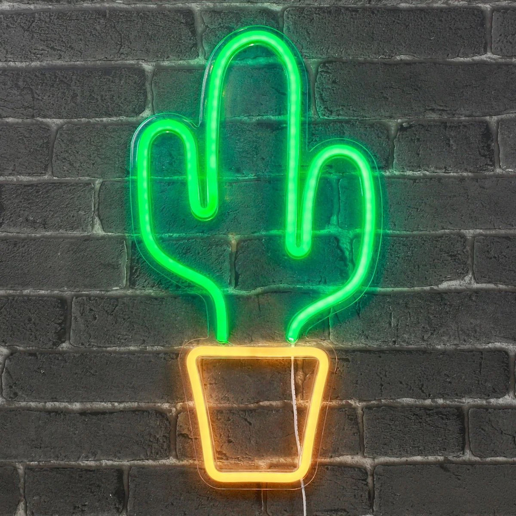 neon mural cactus